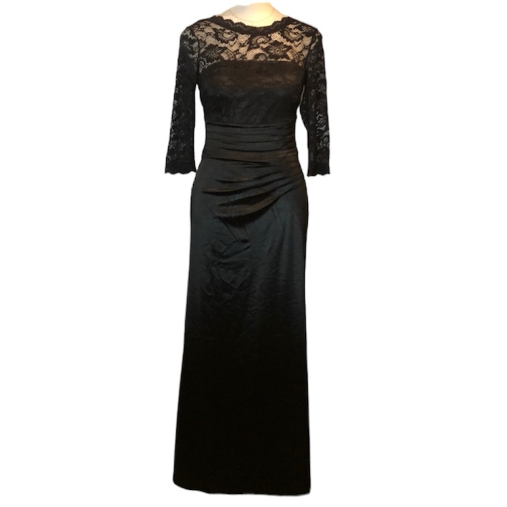 Miusol lace satin long sleeve maxi dress black small